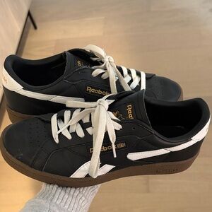 Reebok Black and White Sneakers with Brown Sole